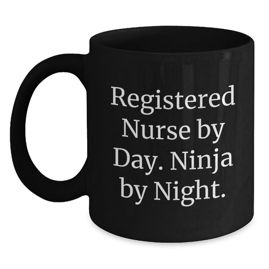 Registered Nurse Gifts from Coworkers - Funny Ninja Mug for Graduation, Black 11oz or 15oz Coffee Mug with Inspirational Quote, Perfect for Nurse Appreciation Day - Main