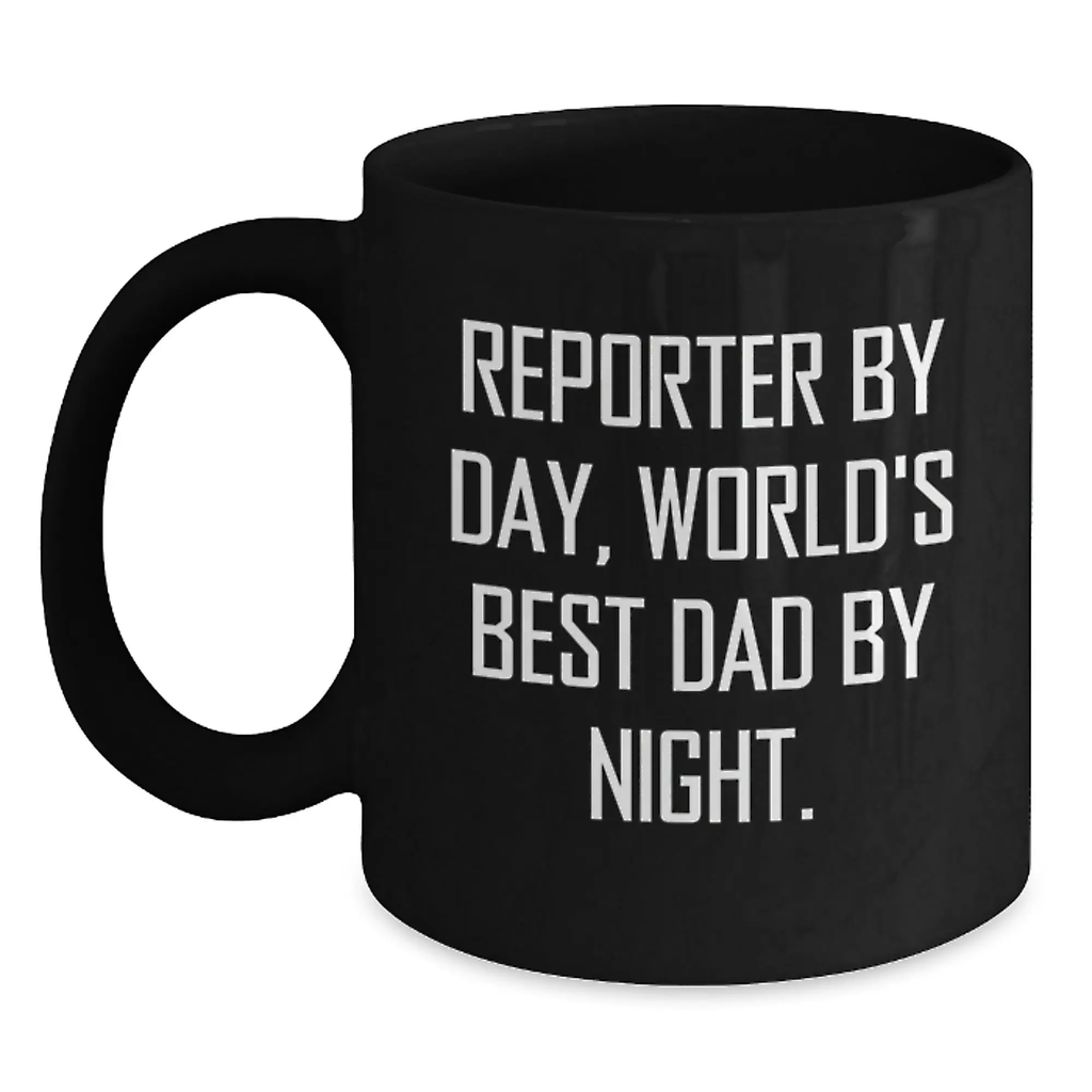 Funny Reporter Gifts from Dad, Birthday Unique Gifts for Reporter By Day, World's Best Dad By Night. - Main