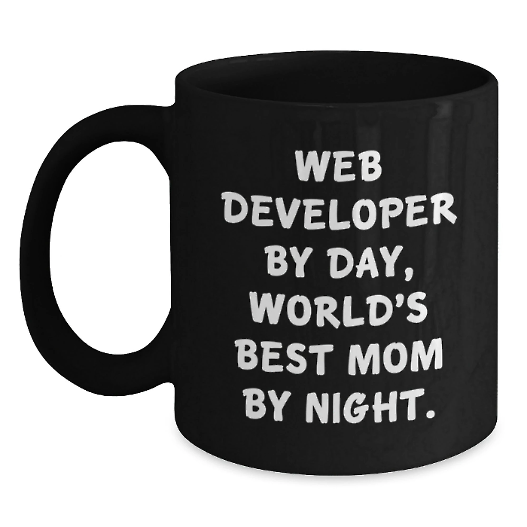 Funny Web Developer Gifts for Him, Web Developer By Day, World's Best Mom By Night Black Coffee Mug, Unique Christmas Unique Gifts from Mom to Dad