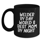 Funny Welder Gifts from Mom for Men, Black Coffee Mugs, Unique Christmas Unique Gifts for Dad, World's Best Mom Ceramic Mugs