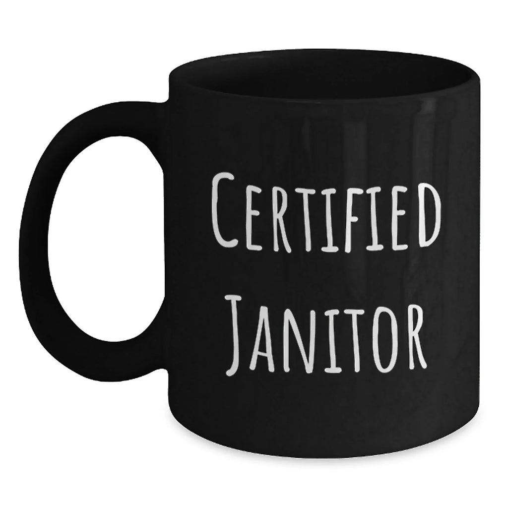 Funny Janitor Gifts from Friends - Christmas Unique Gifts for Him - Janitor Black Coffee Mug