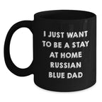 Russian Blue Cat Lover Gifts from Dad to Men Funny Black Coffee Mug for Christmas Unique Presents