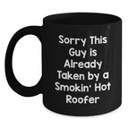 Funny Roofer Gifts for Men - Black Coffee Mug, Christmas Unique Presents from Friends, Coworkers