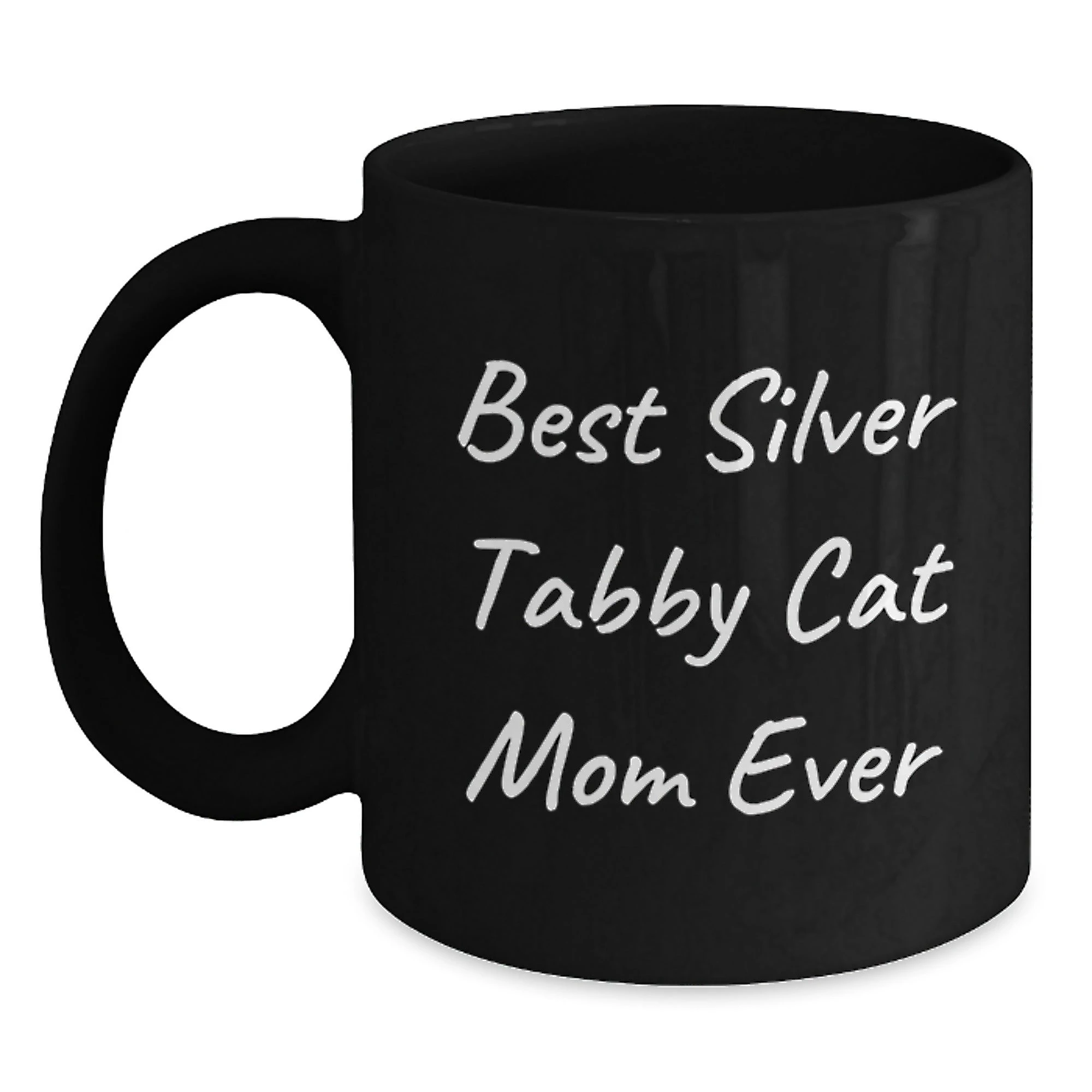 Funny Silver Tabby Cat Mom Gifts Black Coffee Mug