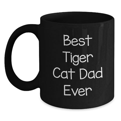 Tiger Cat Dad Ever Funny Black Coffee Mugs Gifts for Graduation from Men, Perfect for Friends and Family, Unique Tiger Cat Lover Gifts - Main