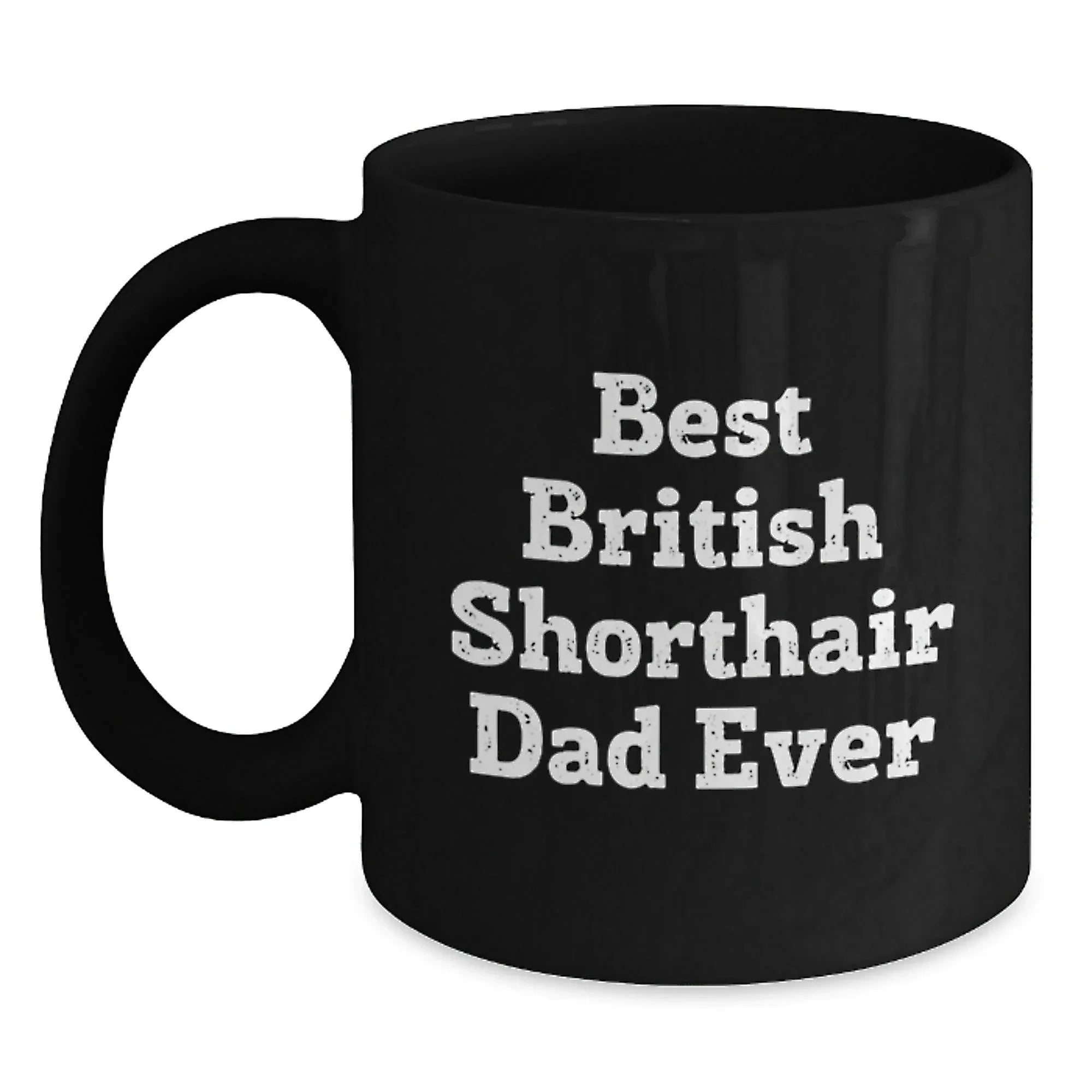 British Shorthair Cat Lovers Gifts Funny Dad Mug, Graduation Unique Gifts from Men to Friends, Black Coffee Mug for British Shorthair Cat Enthusiasts