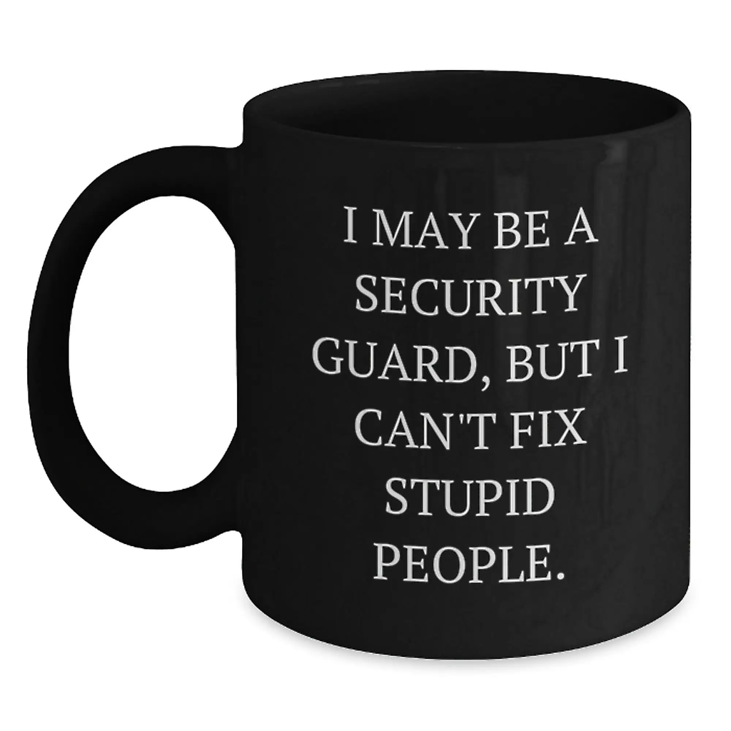 Funny Security Guard Gifts from Family, Black Coffee Mug for Security Guard Birthday Unique Gifts - Main