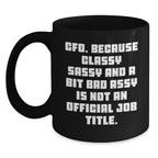 Funny CFO Gifts for Mom, Gifts from Men, Women, or Friends - Black Coffee Mug - Classy Sassy CFO Quote - Main