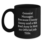 Birthday Gift for Her General Manager Keepsake Mug – Black Ceramic 11oz - Main