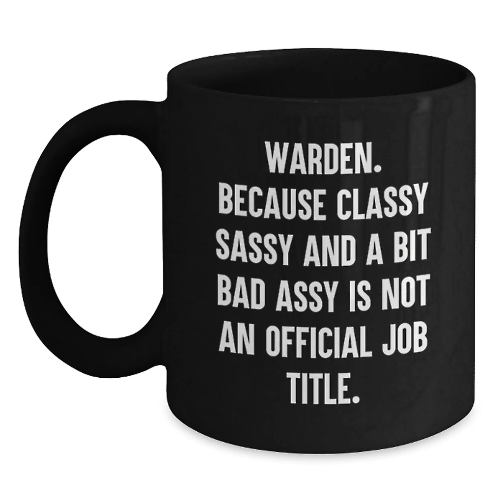 Warden Keepsake Black Coffee Mug for Him Birthday Gift - Main