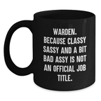 Warden Keepsake Black Coffee Mug for Him Birthday Gift - Main