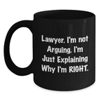 Lawyer Keepsake Black Ceramic Coffee Mug for Him Birthday Gift 11oz - Main
