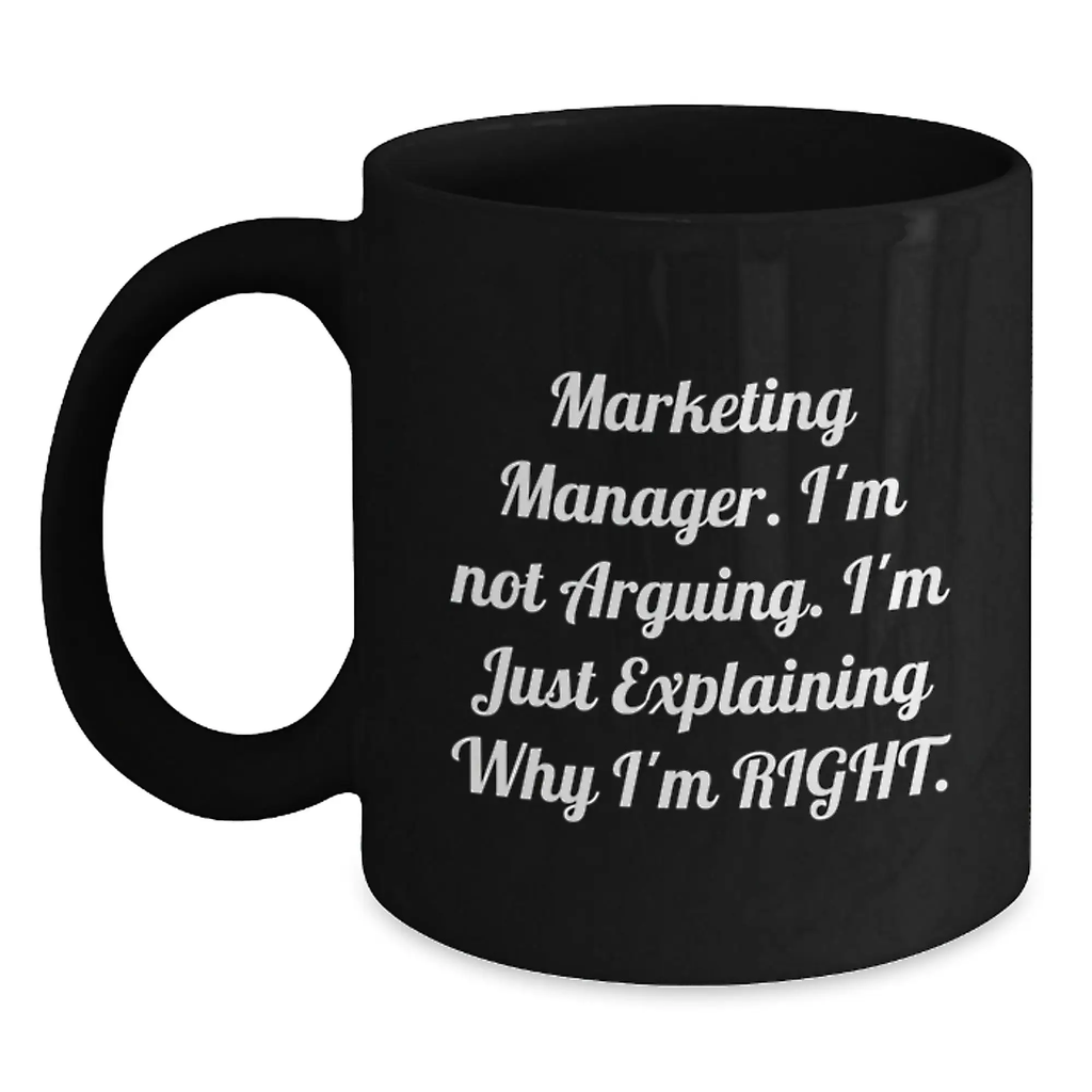 Marketing Manager Black Coffee Mug Idea for Coworkers Birthday Gift - Main