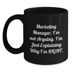 Marketing Manager Black Coffee Mug Idea for Coworkers Birthday Gift - Main