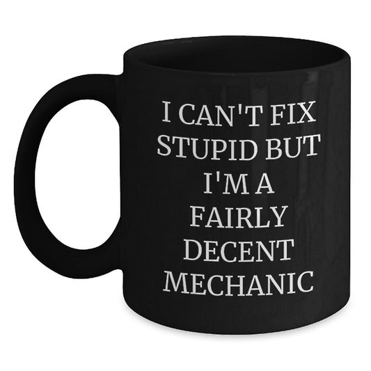 Funny Gifts from Friends to Mechanic Men, Black Coffee Mug for Mechanic Enthusiasts, Mechanic Humor Christmas Unique Gifts - Main