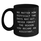 Funny Assistant Gifts, Black Coffee Mug, Gifts from Family, for Assistant, Never Forget Reason - Main