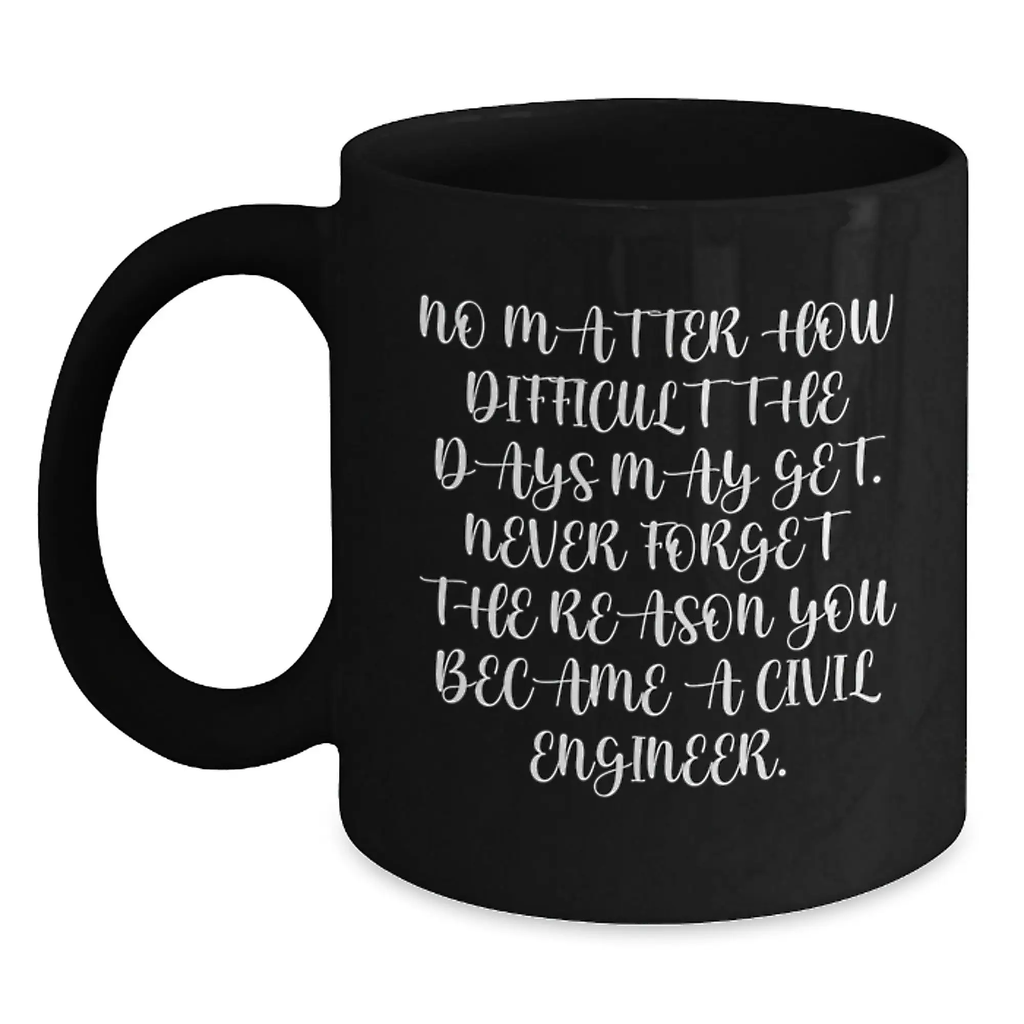 Civil Engineer Gifts from Friends Black Coffee Mug, Inspirational Quote for Birthday Unique Gifts for Civil Engineers - Main