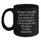 Funny Claims Adjuster Gifts for Men, Women, Friends, and Family | Inspirational Black Coffee Mug for Christmas