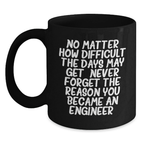 Funny Engineer Gifts for Him - Merry Christmas Unique Black Coffee Mug with Inspirational Quote - Gifts from Men to Colleagues