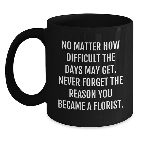 Florist Christmas Unique Gifts from Friends to Family - Funny Inspirational Quote Black Coffee Mug - Main