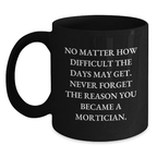 Funny Mortician Gifts, Inspirational Quote, Black Coffee Mug for Graduation Unique Gifts from Family to Mortician - Main