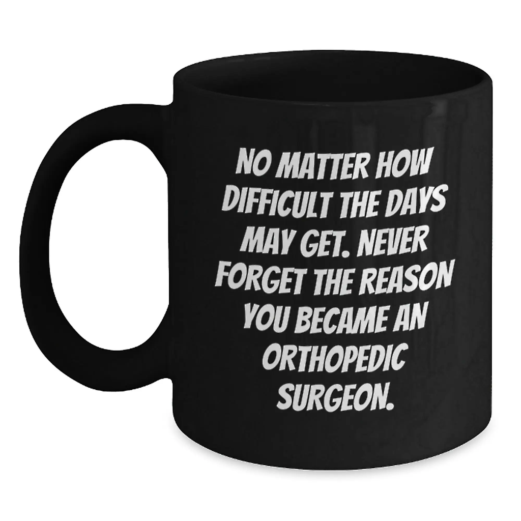 Orthopedic Surgeon Inspirational Graduation Gifts for Him from Friends, Funny Coffee Mug for Men, Black Ceramic 11oz or 15oz - Main