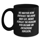 Orthopedic Surgeon Inspirational Graduation Gifts for Him from Friends, Funny Coffee Mug for Men, Black Ceramic 11oz or 15oz - Main