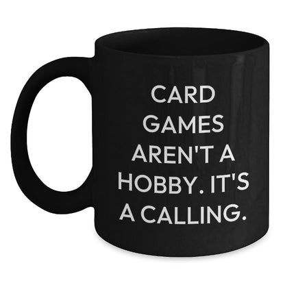 Funny Card Games Enthusiast Gifts from Friends for Card Games Lovers Black Coffee Mug Christmas Unique Presents - Main