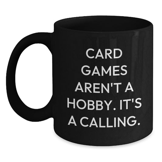 Funny Card Games Enthusiast Gifts from Friends for Card Games Lovers Black Coffee Mug Christmas Unique Presents - Main