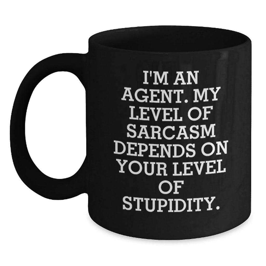 Funny Agent Gifts, Black Coffee Mugs, Sarcasm Agent Christmas Unique Gifts from Friends, Gifts for Agent Men