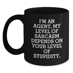 Funny Agent Gifts, Black Coffee Mugs, Sarcasm Agent Christmas Unique Gifts from Friends, Gifts for Agent Men
