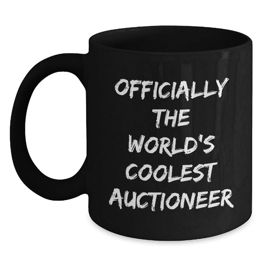 Funny Officially The Worlds Coolest Auctioneer Gifts from Men for Family Black Coffee Mug Christmas Unique - Main