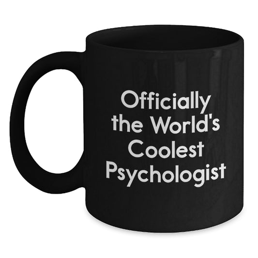 Funny Psychologist Gifts for Men - Officially The World's Coolest Psychologist, Black Coffee Mug, Christmas Unique Gifts from Friends - Main