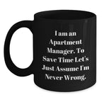Funny Gifts from Friends for Apartment Manager - Black Coffee Mug with Christmas Unique Gifts