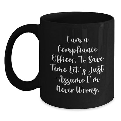 Funny Compliance Officer Gifts from Friends for Men and Women Black Coffee Mug Christmas Unique Presents - Main