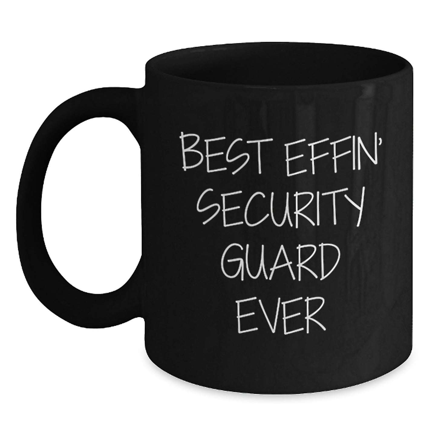 Funny Security Guard Gifts for Him, Best Effin' Security Guard Ever Black Coffee Mug, 11oz or 15oz Ceramic Mug for Christmas Unique Gifts from Friends or Family - Main
