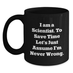 Funny Scientist Quote Black Coffee Mug Gifts for Scientist Friends Family - Main
