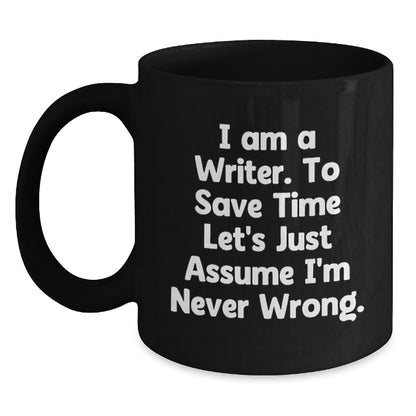 Funny Writer Gifts from Mom to Son for Christmas Unique Black Coffee Mugs, Inspirational Quote, 11oz, Perfect for Writer Friends - Main