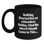 Quilting Gifts for Men, Funny Black Coffee Mug, Graduation Unique Gifts from Family