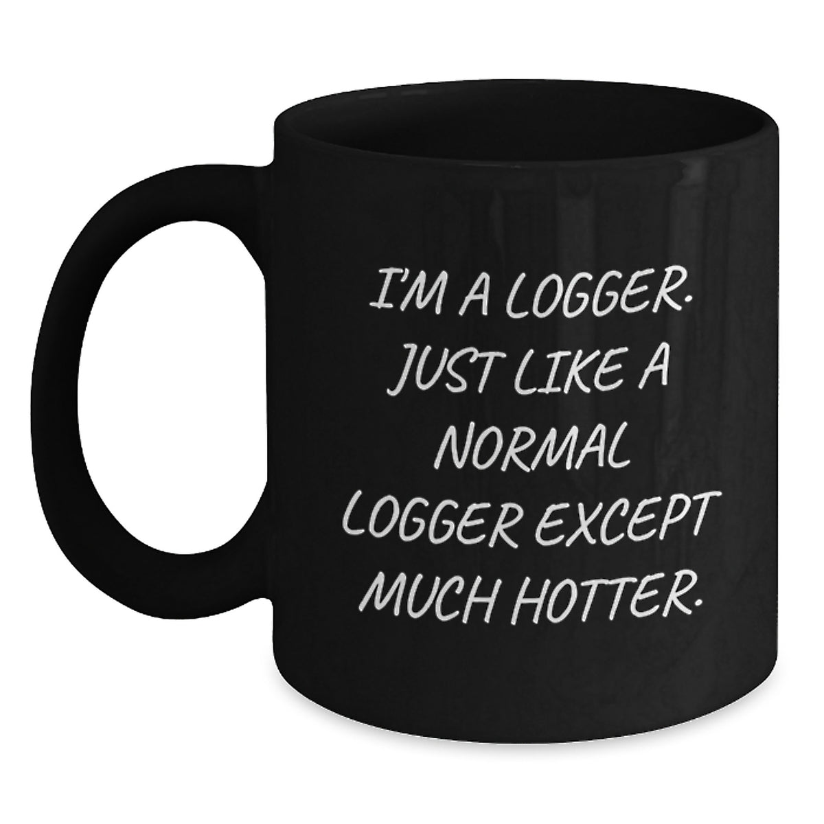 Logger Gift for Him - Playful Quote Keepsake Black Coffee Mug - Main