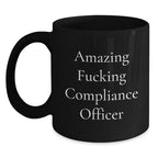 Funny Compliance Officer Gifts from Friends, Unique Black Coffee Mug for Compliance Officer Graduation