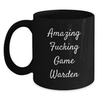 Funny Game Warden Gifts, 'Amazing F--king Game Warden' Quote, Black Coffee Mug, Birthday Unique Gifts from Family to Game Warden