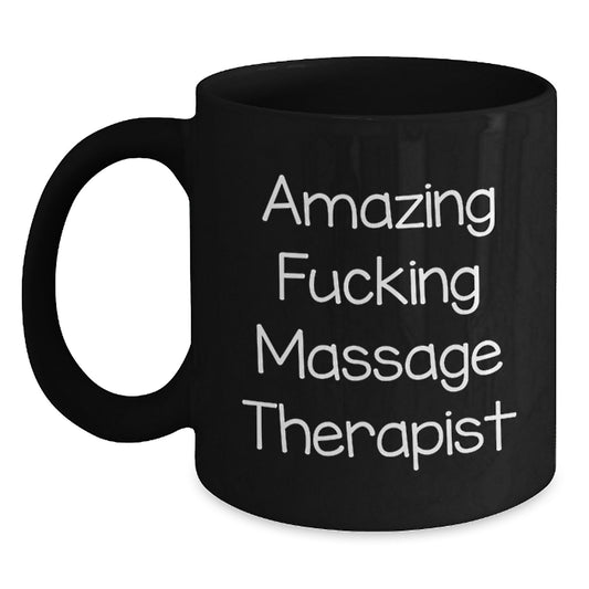 Funny Massage Therapist Gifts from Men, Unique Black Coffee Mug for Massage Therapist, Christmas Unique Gifts for Friends and Family - Main
