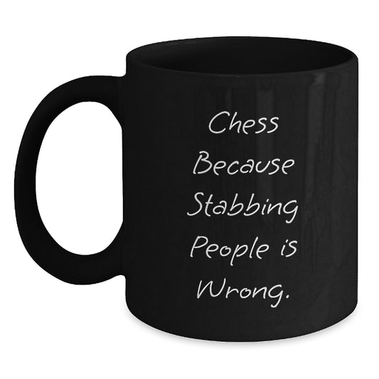 Funny Chess Humor Black Coffee Mug Gifts for Chess Lovers from Friends or Family on Birthday - Main