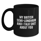 British Semi-Longhair Cat Lover Funny Gifts from Friends, British Semi-Longhair Cat Enthusiast Black Coffee Mug for Graduation Unique Gifts - Main