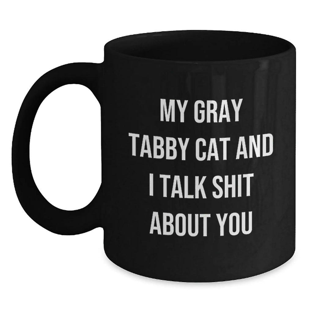 Gray Tabby Cat Keepsake Ceramic Mug for Him 11oz Birthday Gift - Main