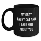 Gray Tabby Cat Keepsake Ceramic Mug for Him 11oz Birthday Gift - Main