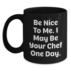 Funny Chef Quote Black Coffee Mugs, Gifts from Friends to Chef, Birthday Unique Gifts, Chef's Inspirational Mug, Black Coffee Mug