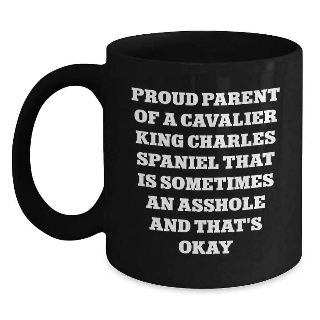 Funny Cavalier King Charles Spaniel Dog Gifts for Men, Women, Friends, and Family - Black Coffee Mugs for Graduation Unique Gifts from Proud Parents - Main