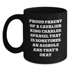 Funny Cavalier King Charles Spaniel Dog Gifts for Men, Women, Friends, and Family - Black Coffee Mugs for Graduation Unique Gifts from Proud Parents - Main